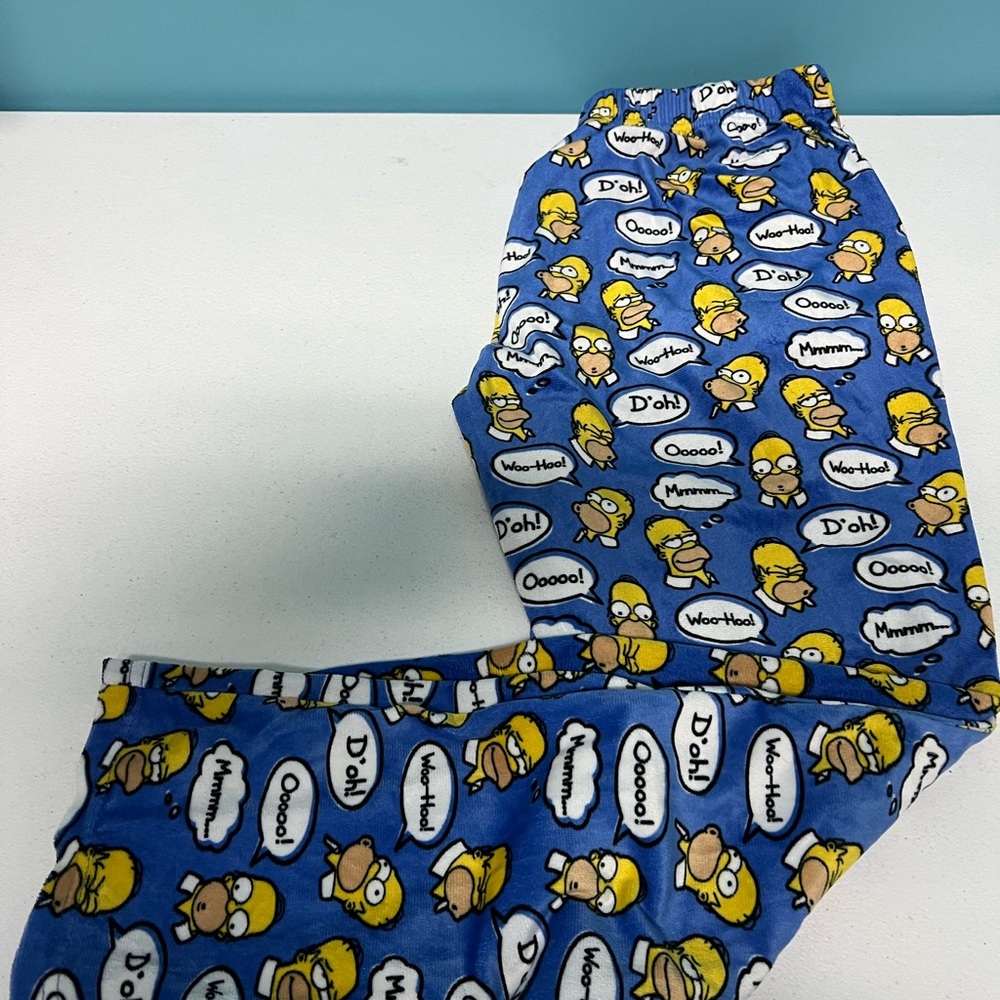 Homer Simpson Blue Cartoon Print mens Pajama Bottoms. Size large.